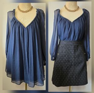 Diane Von Furstenberg Blue Sheer Blouse